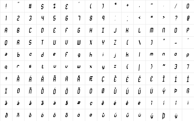 Vantage BRK Normal font glyphpreview