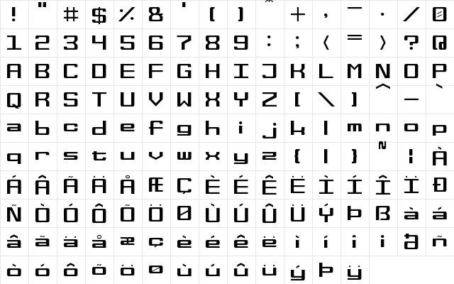 Space Wham Regular font glyphpreview