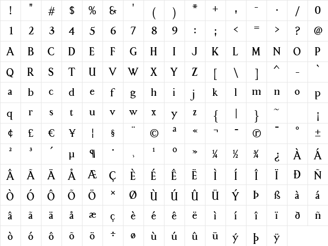 Anarcharsis Basic LF Bold font glyphpreview