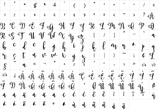 myhope Regular font glyphpreview