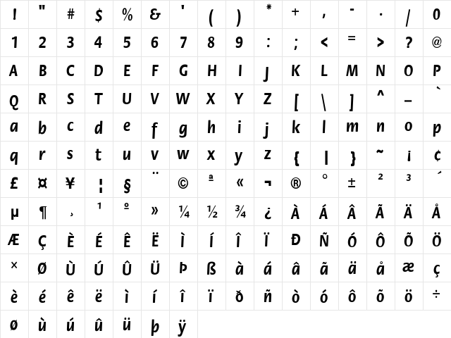 FloraCnd-Bold Regular font glyphpreview