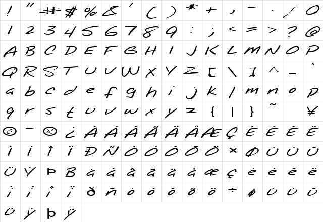 FZ HAND 25 EX Normal font glyphpreview