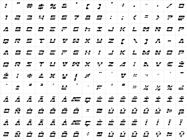 Trans-America Halftone Italic Italic font glyphpreview