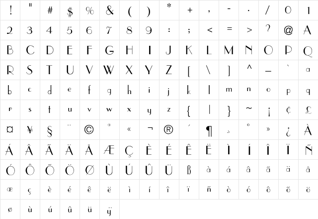 Parisian Regular font glyphpreview