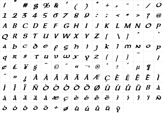 ForgottenUncial BoldItalic font glyphpreview