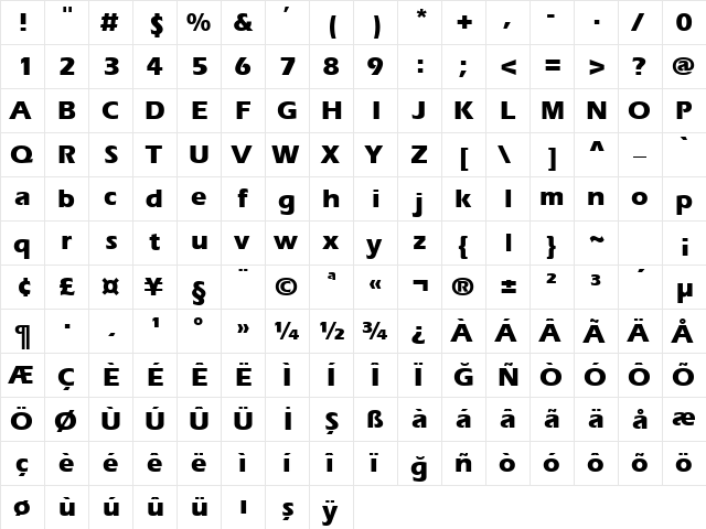 TR Erie Bold font glyphpreview