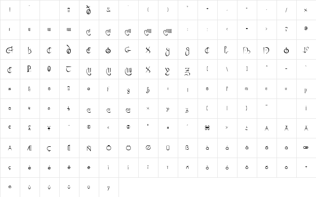 Evil One 1 Regular font glyphpreview