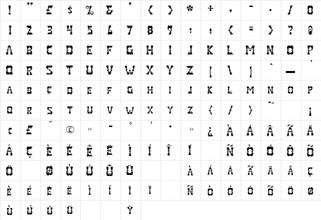 Valentine Regular font glyphpreview