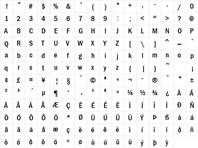 FranklinGothicCond Bold font glyphpreview