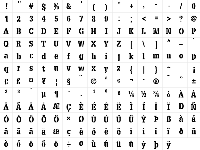 X.Template Regular font glyphpreview