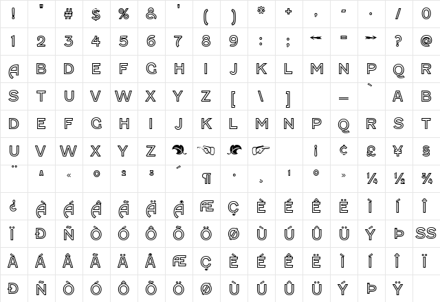Fenwick Outline Regular font glyphpreview