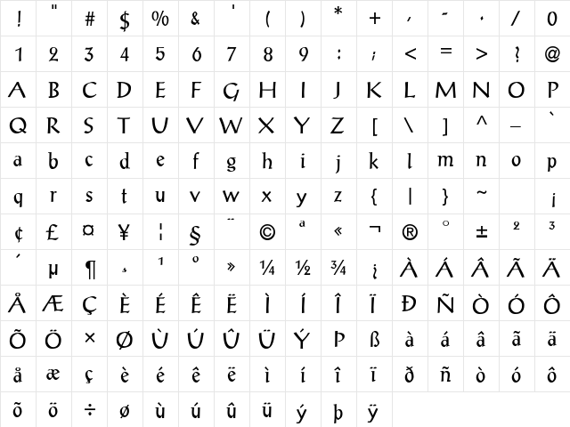 PosauneDB Normal font glyphpreview