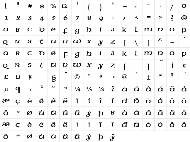 FZ BASIC 43 Normal font glyphpreview
