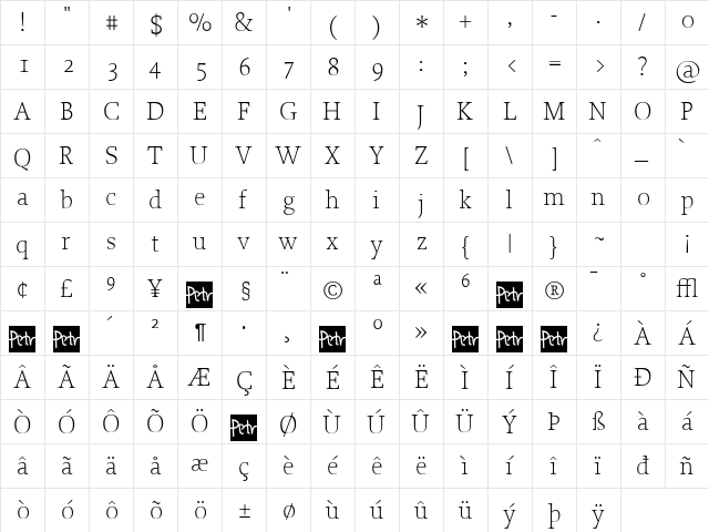 Proforma UltraLight font glyphpreview