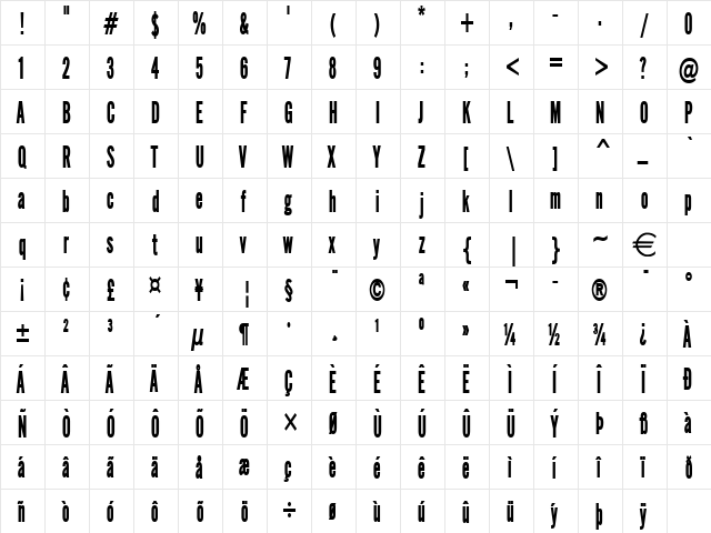 EngGothicThin Bold font glyphpreview