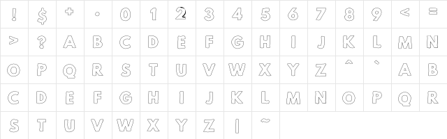 Mild Life Outline Personal Use Outline font glyphpreview