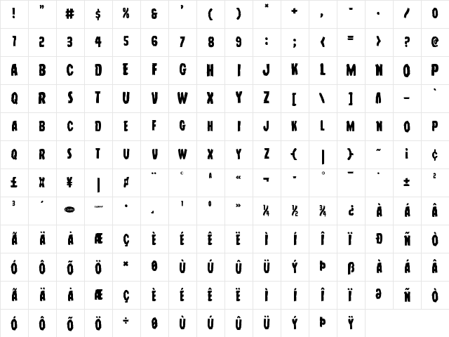 Young Frankenstein Regular font glyphpreview