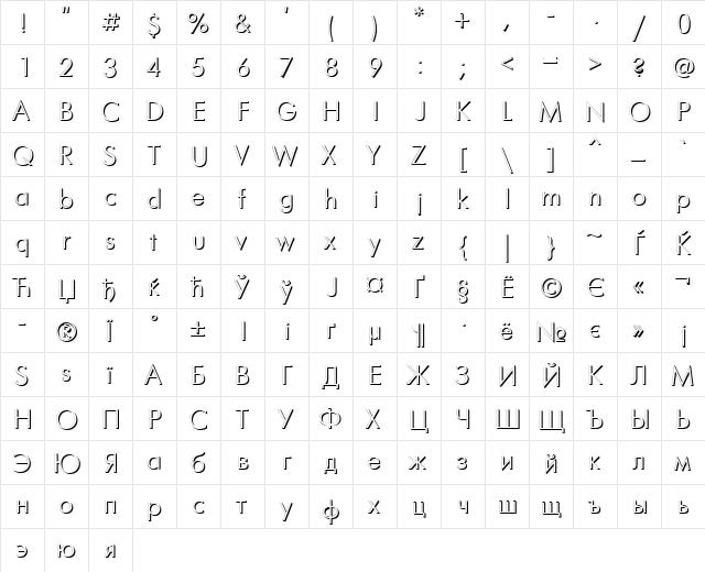 FuturaFuturisVolumeC Regular font glyphpreview