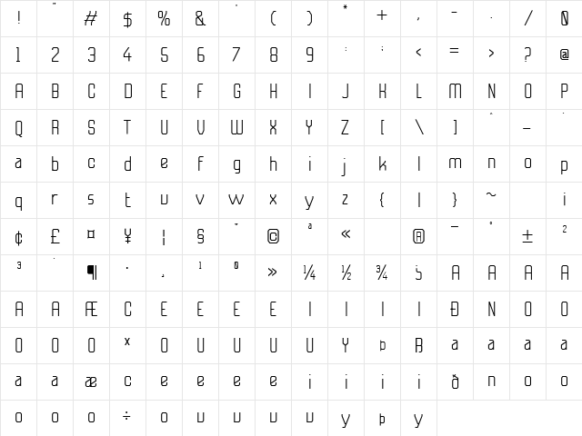 Futurama Light font glyphpreview