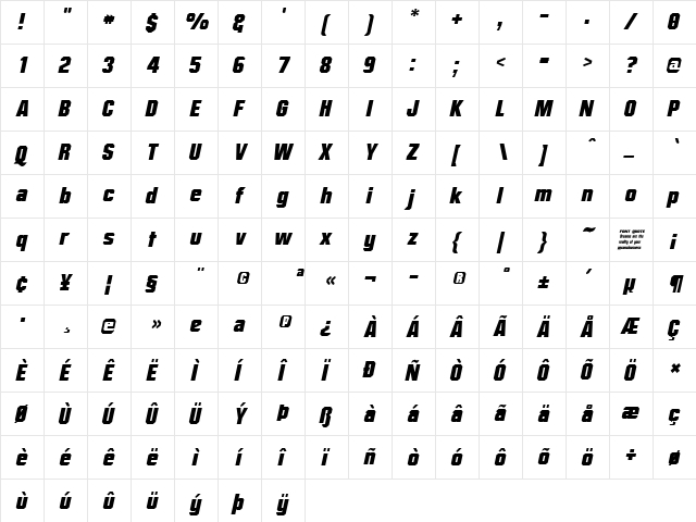 Mister Belvedere Oblique Regular font glyphpreview