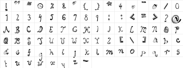 Starberry Swirl Delight Regular font glyphpreview