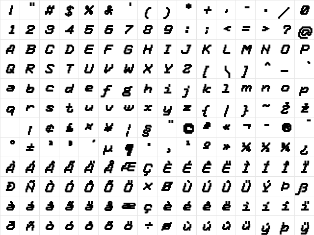 TronicLF-BoldItalic Regular font glyphpreview