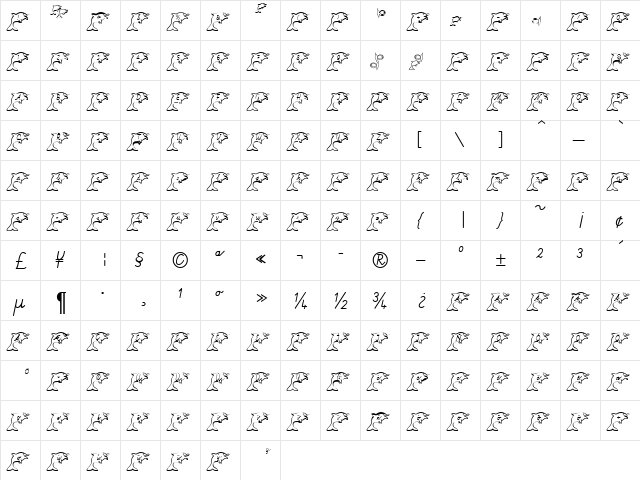 Fishdance Becker Normal font glyphpreview