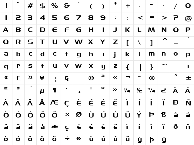 Toyota MR2 Regular font glyphpreview