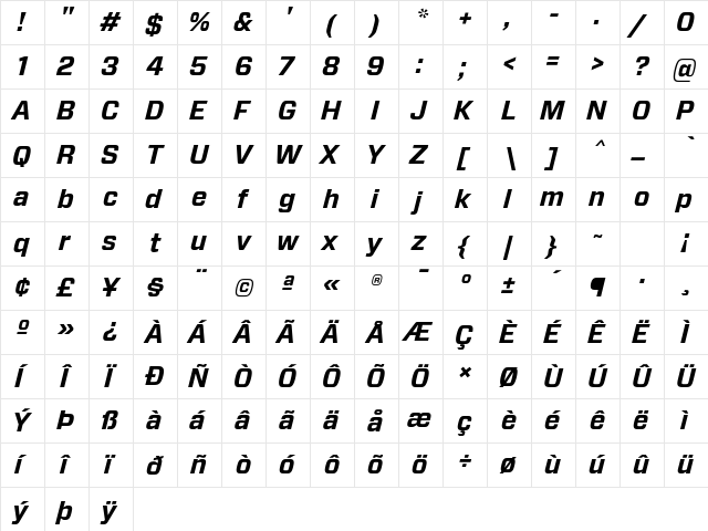 Forza Bold Italic font glyphpreview