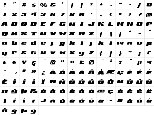 Sneakers Script UltraWide font glyphpreview