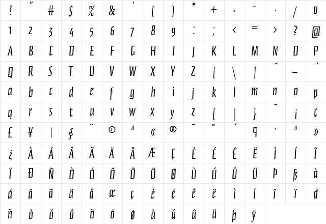 FFNewberlin Regular font glyphpreview