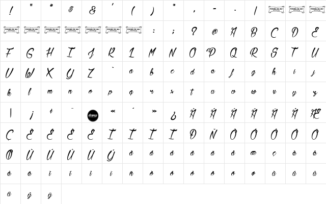 La Citadelle des Papillons Regular font glyphpreview