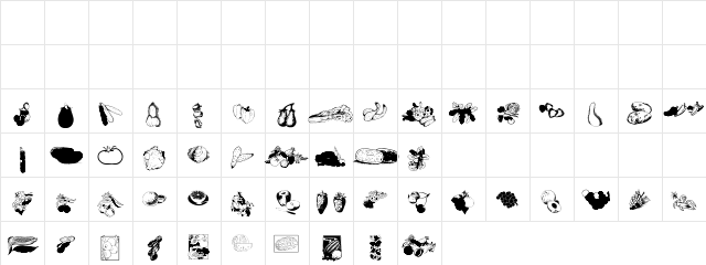 FruitsNVegies Regular font glyphpreview