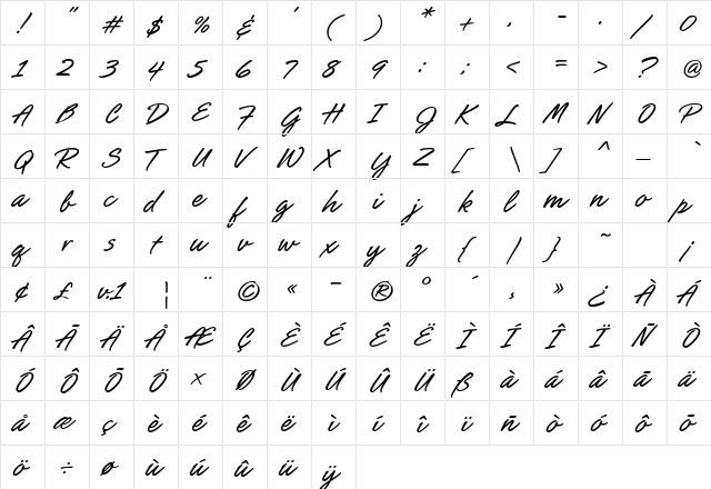 SlashHmkBold Regular font glyphpreview