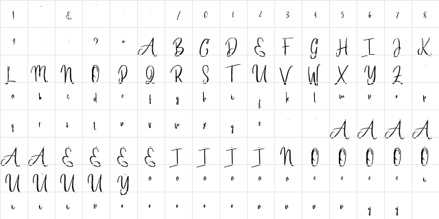alleiyana Regular font glyphpreview