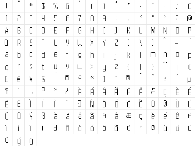 Pro55 Regular font glyphpreview