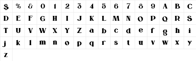 Milona Regular font glyphpreview