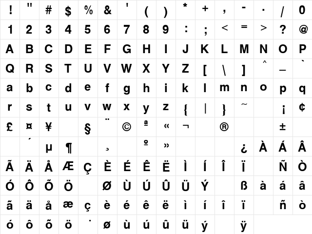 Sans Regular font glyphpreview