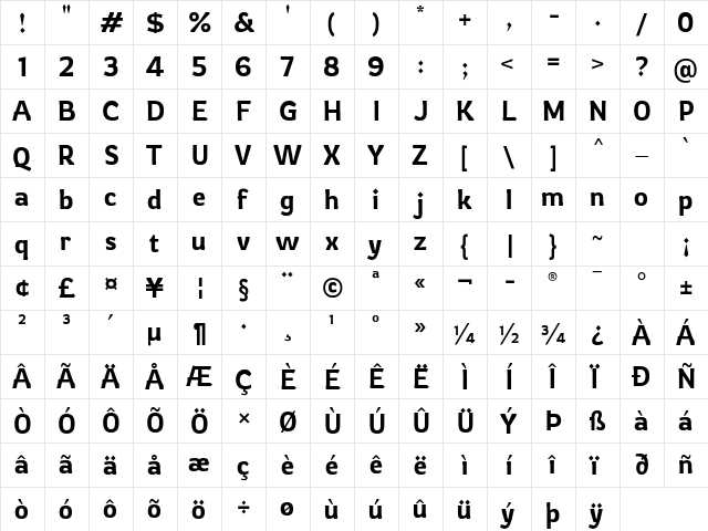 Rowdy Light font glyphpreview