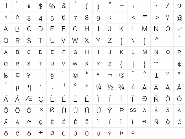 Akzidenz-Grotesk BQ Light Small Caps & OldStyle Figures font glyphpreview