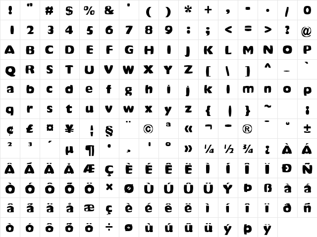 FZ WARPED 42 Normal font glyphpreview