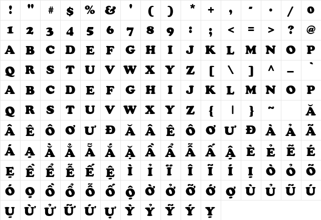 .VnCooperH Regular font glyphpreview