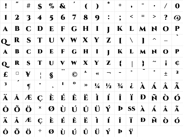 Cinzel Black Regular font glyphpreview