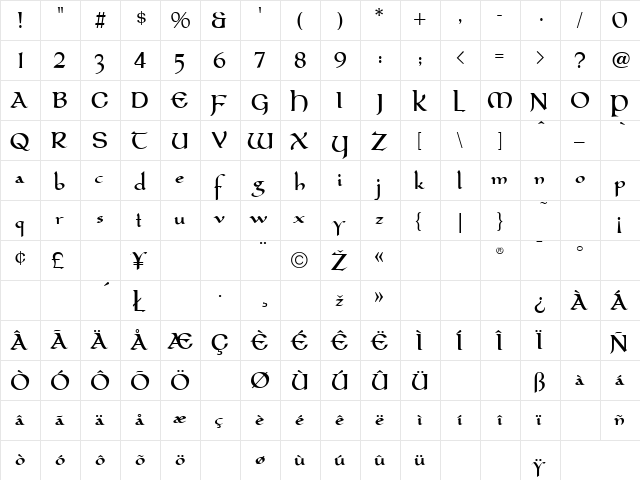 Scepter Normal font glyphpreview