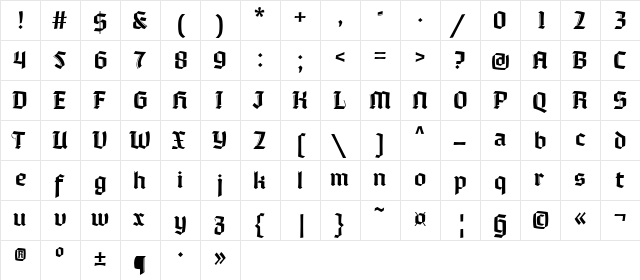 Moyenage Regular font glyphpreview