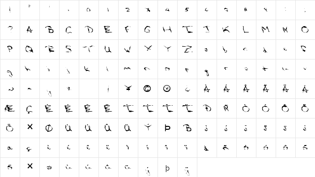 FZ WACKY 58 Normal font glyphpreview