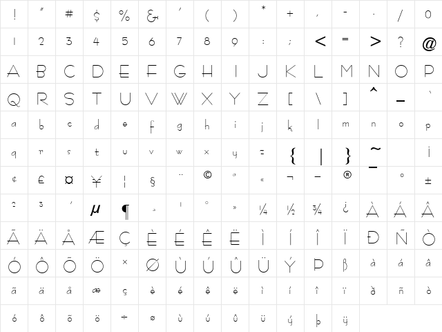 Tourina SSi Regular font glyphpreview