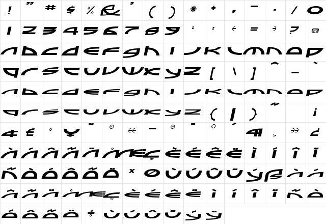 Sampler Italic font glyphpreview