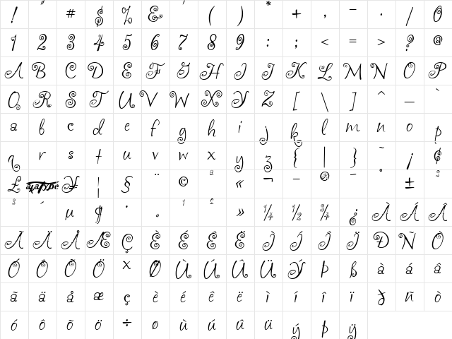 akaFrivolity Regular font glyphpreview