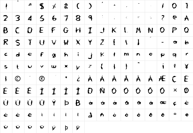 FZ WACKY 61 Normal font glyphpreview